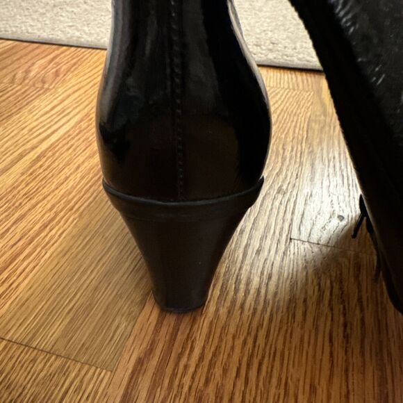 La Canadienne Womens 7 Boots Black Patent Leather 19168 Zip Mid Calf Square Toe - Picture 11 of 14